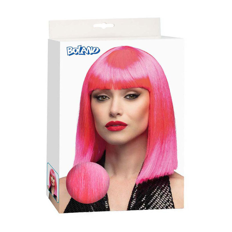 Boland pruik dans neon roze