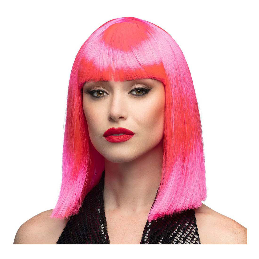 Boland pruik dans neon roze