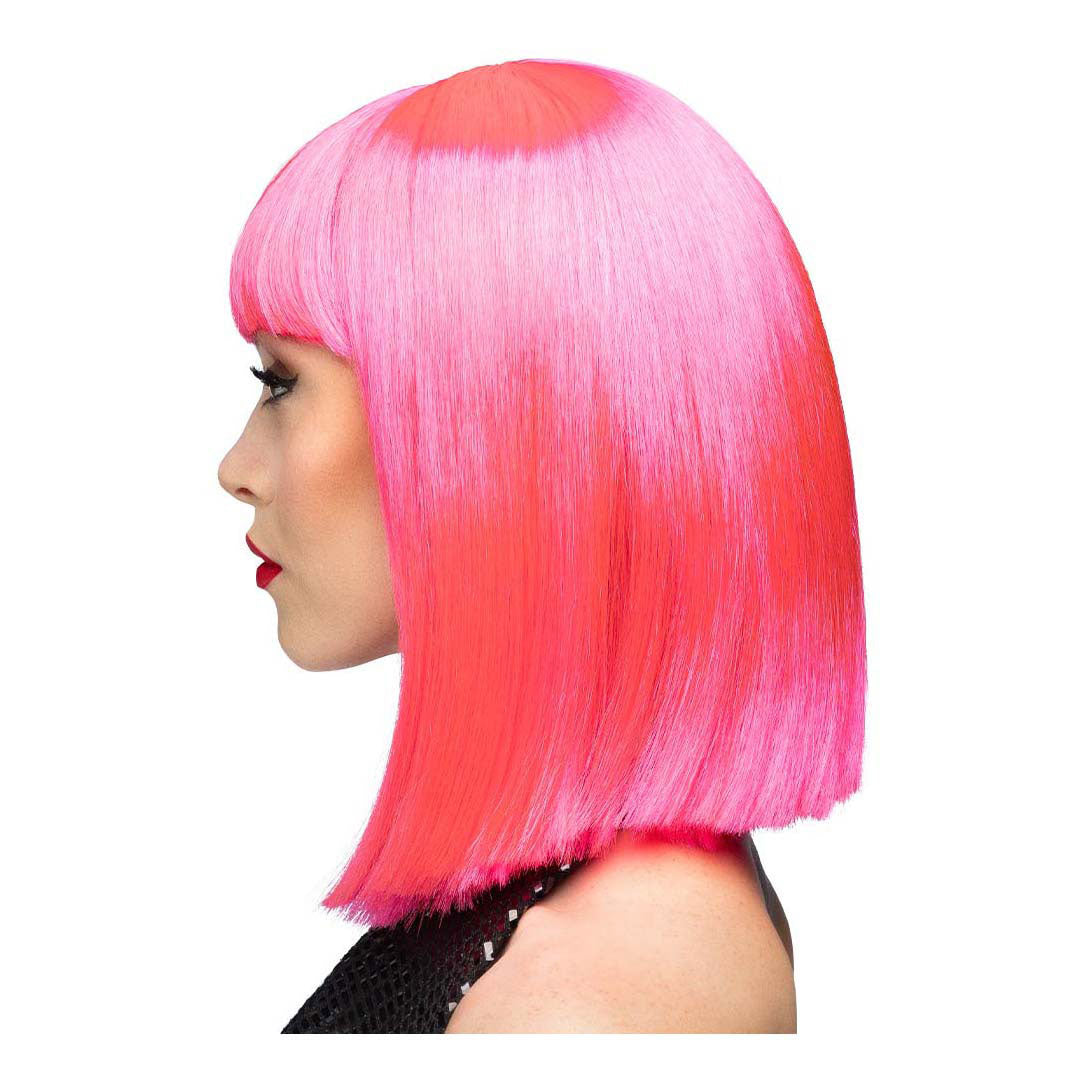 Boland pruik dans neon roze