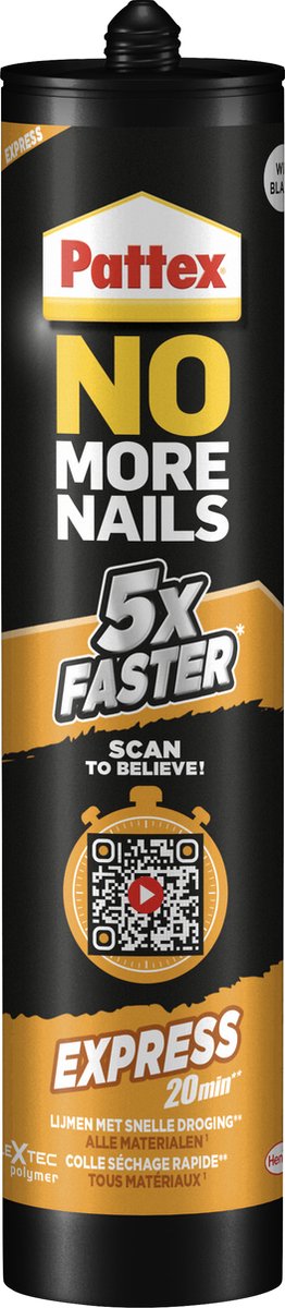 Pattex no more nails express 390 g bouwkit | snel drogend geschikt voor alle materialen, omstandigheden en oppervlakken | bestand tegen uv-stralen.