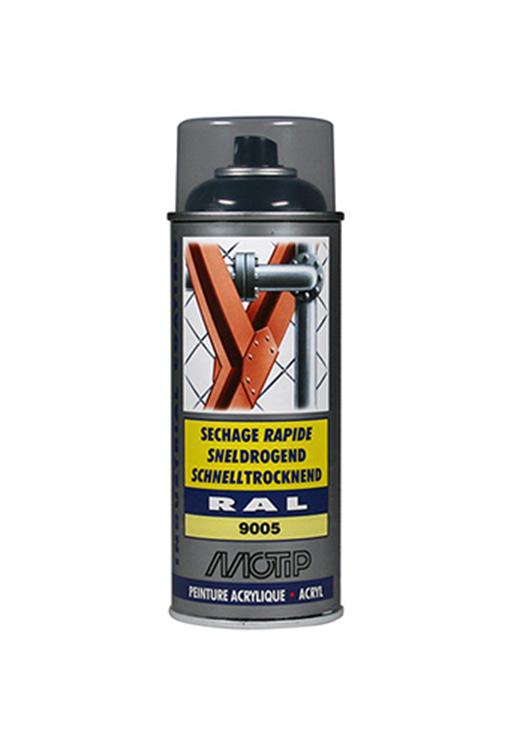Motip industrial acryllak hoogglans ral 9005 diep zwart - 400 ml.