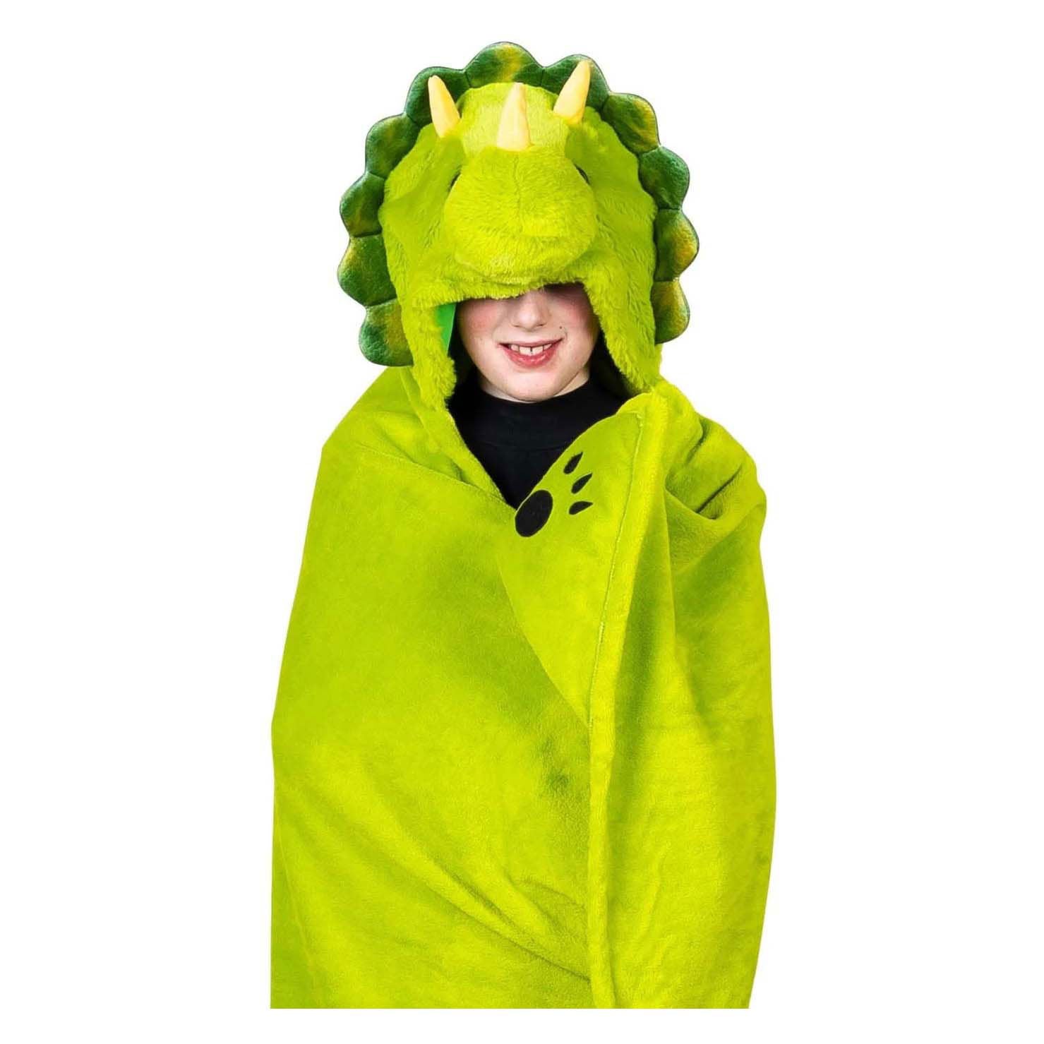 Noxxiez knuffeldeken met capuchon dino, 130x100cm