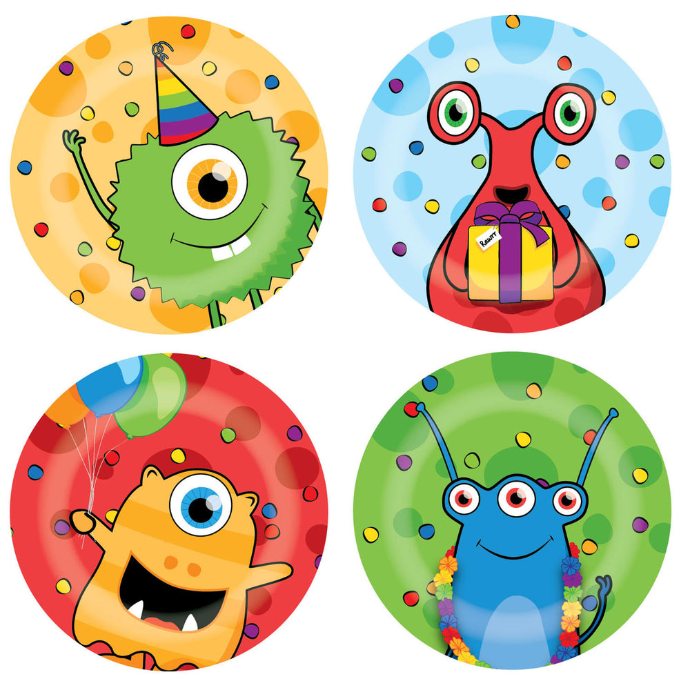 Haza whitebeard plates monster party, 8pcs.