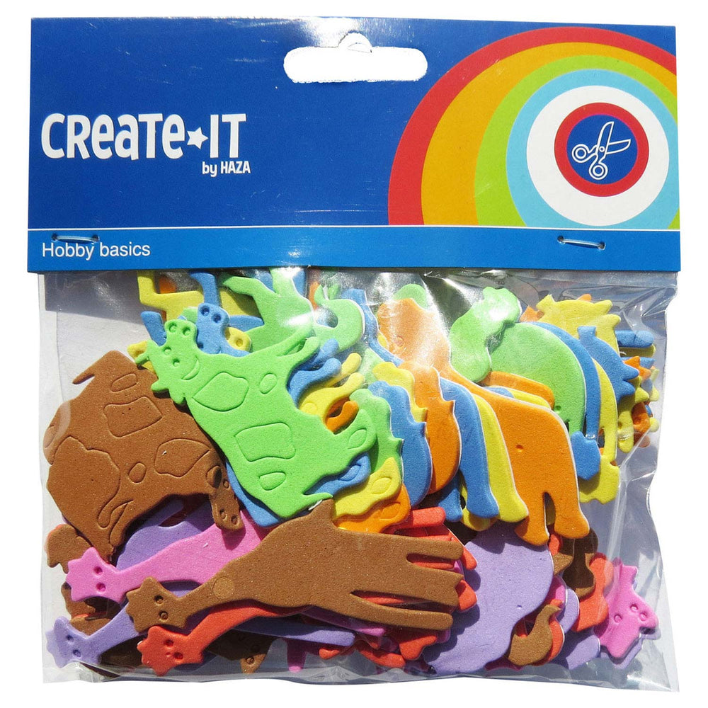 Haza White Beard Animal Foam Stickers, 64 pcs.