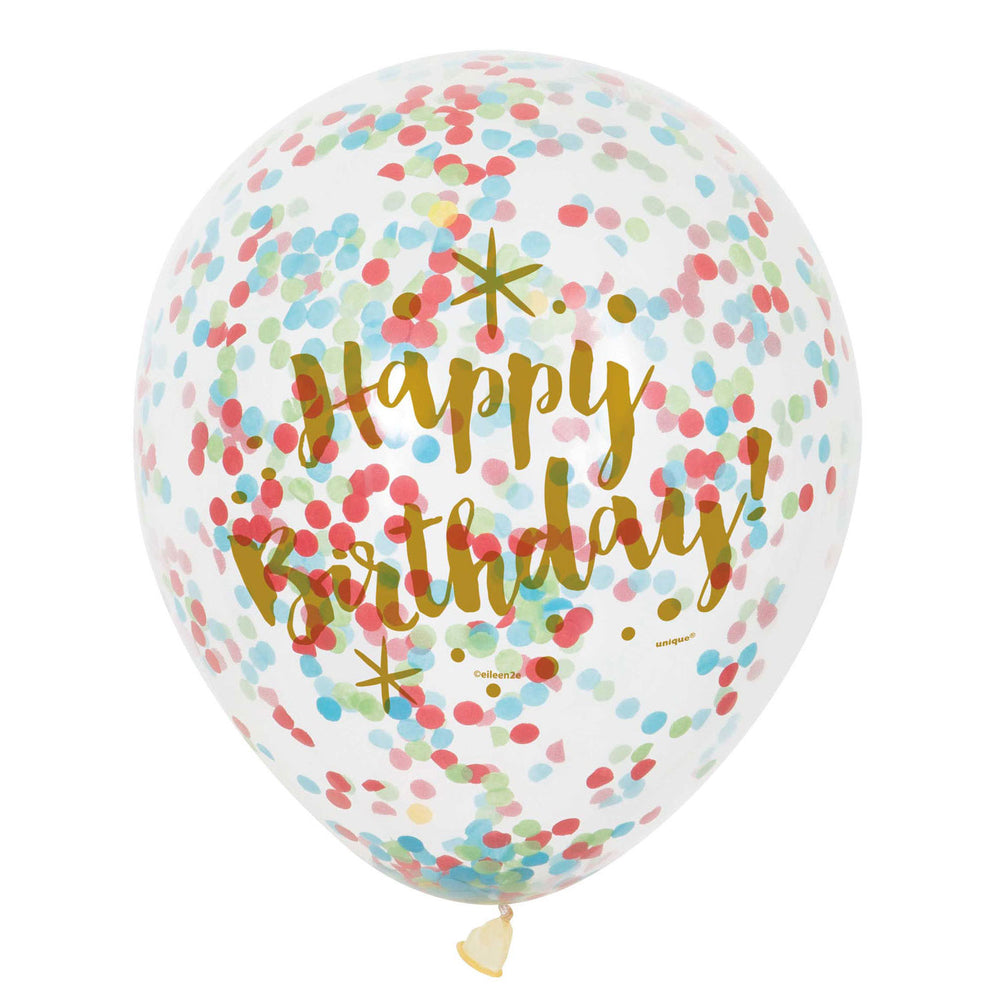 Haza whitebeard confetti balloons happy birthday, 6 pc.