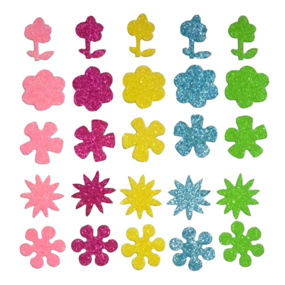 Haza Whitebeard foam stickers flowers glitter, 25 pcs.