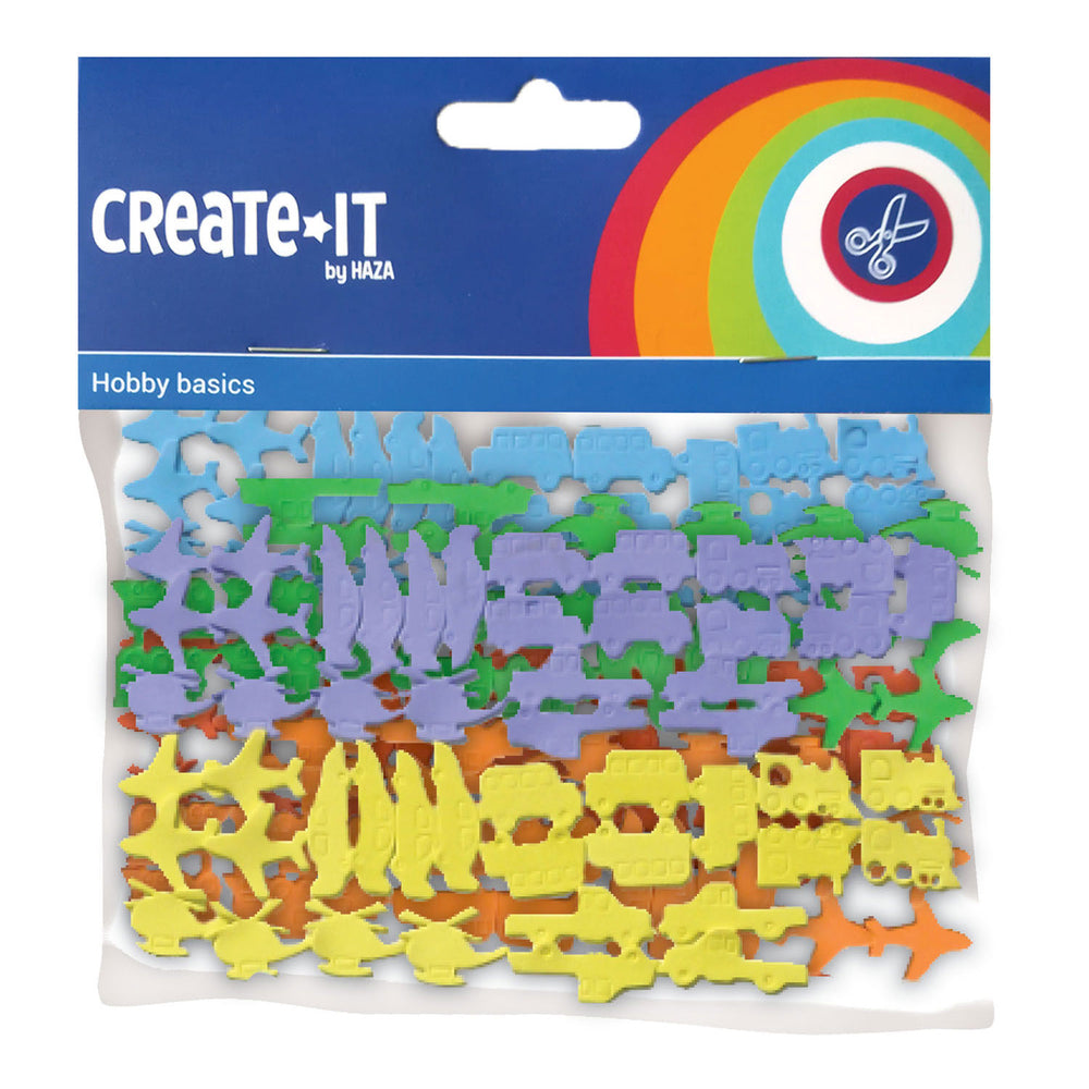 Haza whitebeard foam stickers vehicles, 72 pcs.