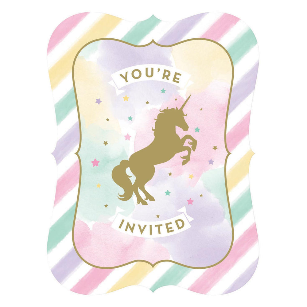 Haza Whitebeard Unicorn invitations, 8ct.