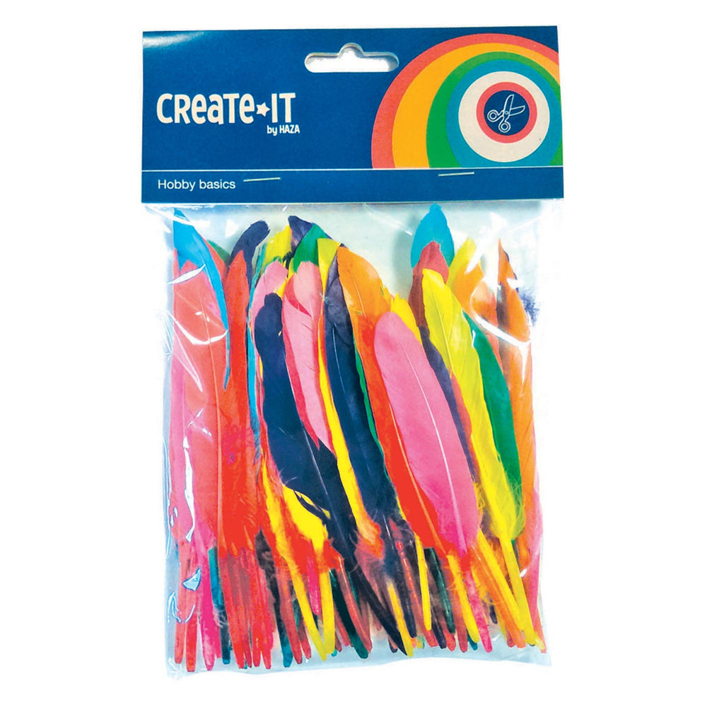 Haza whitebeard colored feathers, 100pcs.