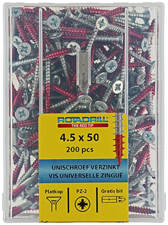 Rotadrill 1040024 - universeelschroef vkpzd vz 4.5x50mm (200) | 4 stuks