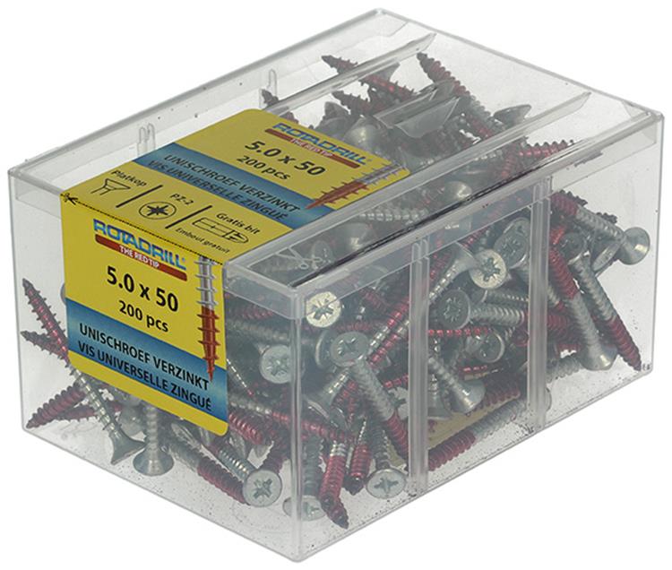 Rotadrill 1039980 - universeelschroef vkpzd vz 5.0x50mm (200) | 4 stuks
