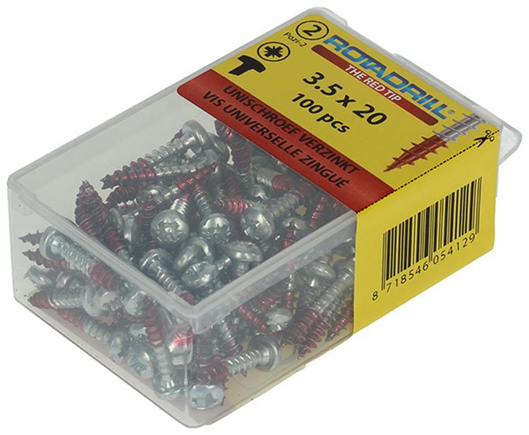 Rotadrill 1039827 - universeelschroef ck pzd vz 3.5x20mm (100) | 6 stuks