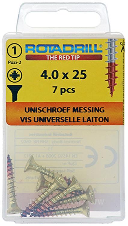 Rotadrill 1039889 - universeelschroef messing vk pzd 4,0x25mm (7) | 6 stuks