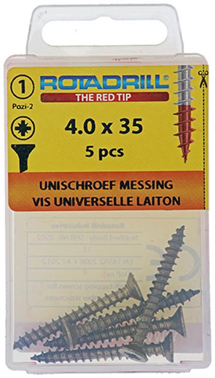Rotadrill 1039891 - universeelschroef messing vk pzd 4,0x35mm (5) | 6 stuks