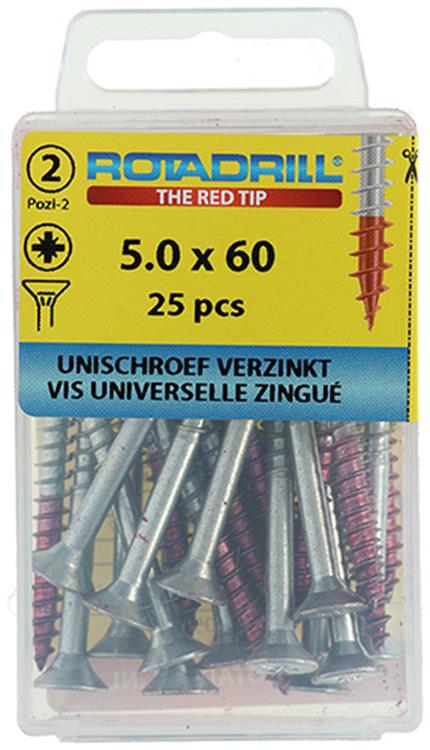 Rotadrill 1039810 - universeelschroef vk pzd vz 5.0x60mm (25) | 6 stuks