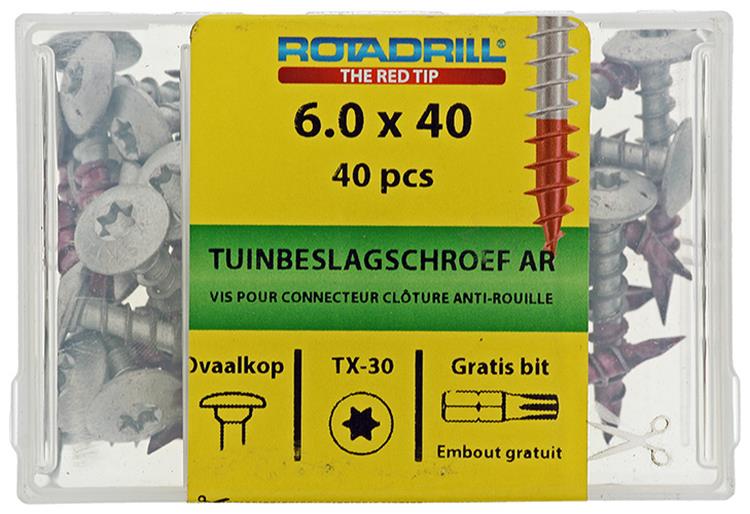 Rotadrill 1040019 - tuinbeslagschroef ar-coating tx 6.0x40mm (40) | 4 stuks