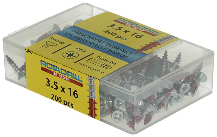 Rotadrill 1039964 - universeelschroef vkpzd vz 3.5x16mm (200) | 4 stuks