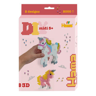 Hama strijkkralen 3d eenhoorn set 2000 delig | 2 stuks