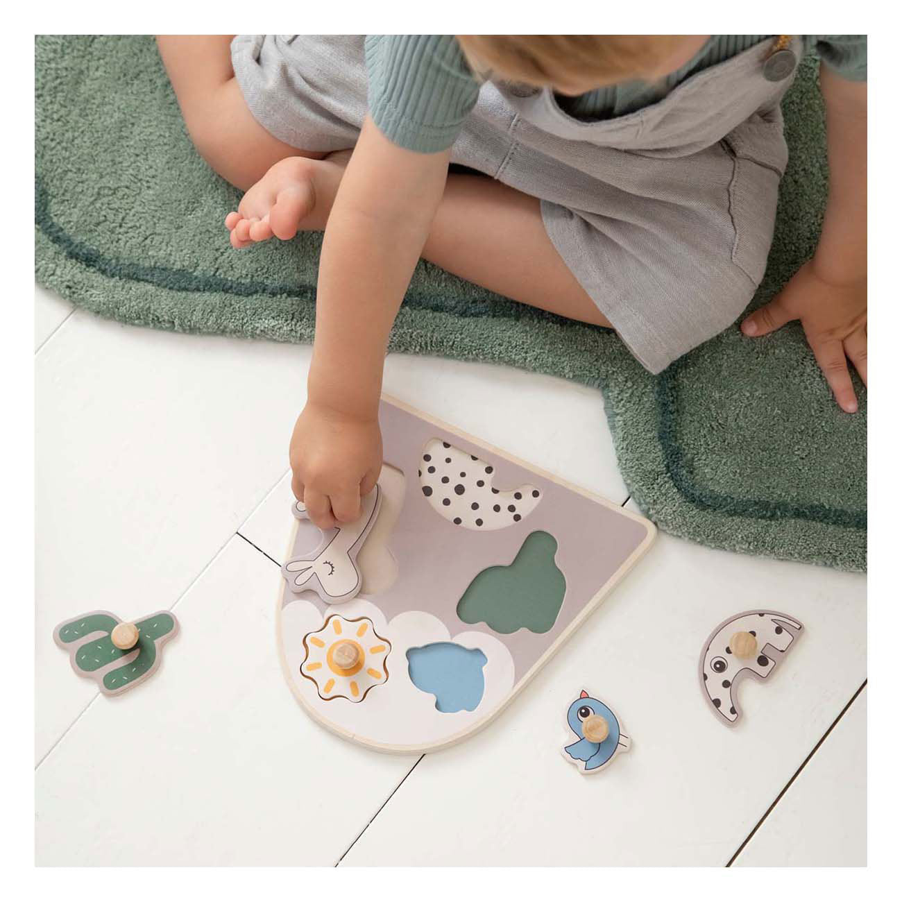 Done by hert houten noppenpuzzel lalee beige, 5st.