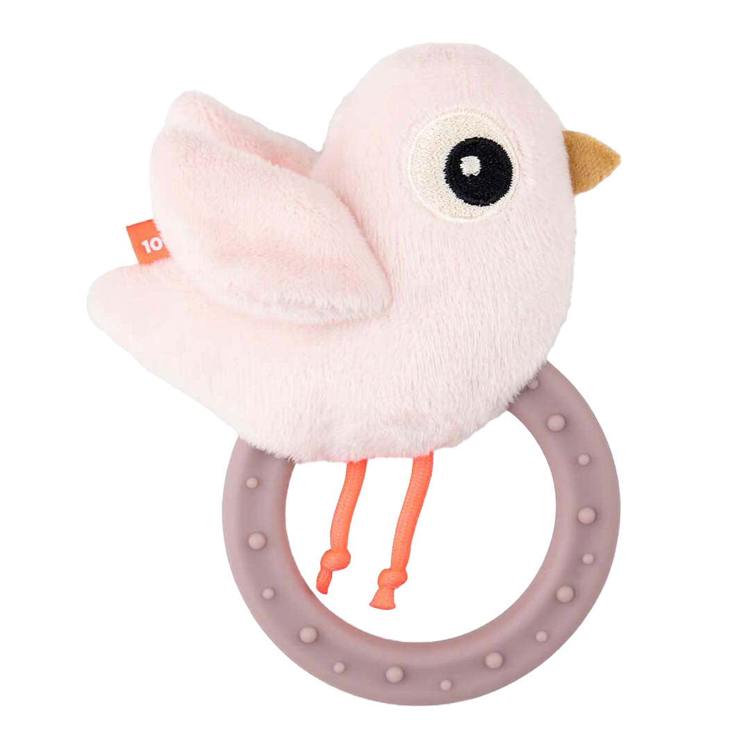 Gedaan door hert rammelaar met koord birdee roze