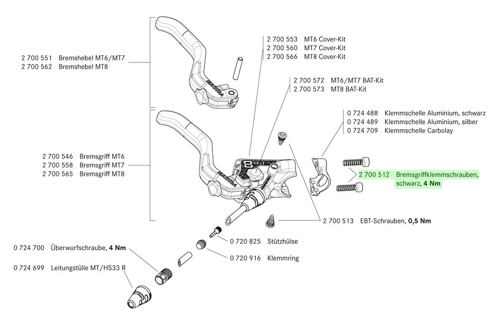 Magura brake lever clamp fixing bolts mt from 2015 t25 m5x17.5 (2 pieces)