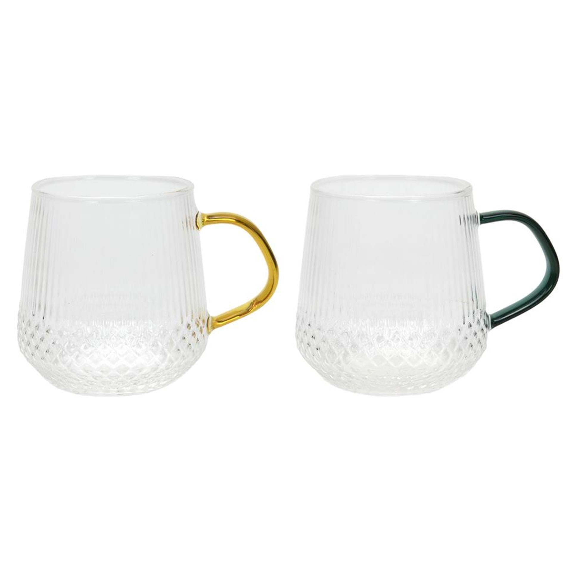 Svenska living drinkglas met gekleurd oor amber petrol zwart ø7,5x9,5cm 400ml