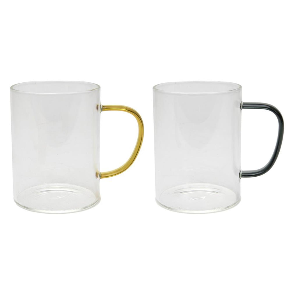 Svenska living drinkglas met gekleurd oor amber petrol zwart ø8x10cm 400ml