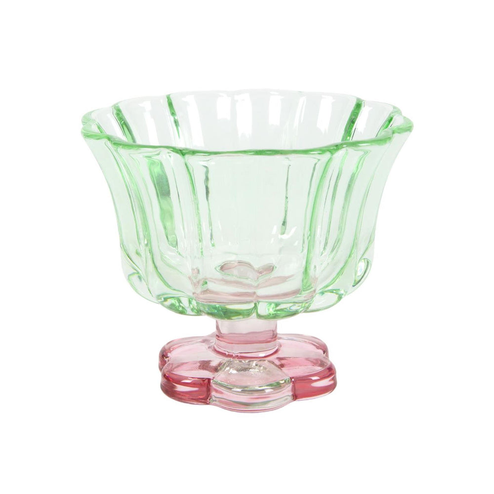 Drinkglas bloemvorm roze groen doos a 6 stuks ã˜10,8x9,3cm