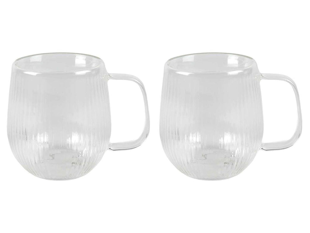 Dubbelwandig glas lines 2-delig dia.7,5x9,3cm