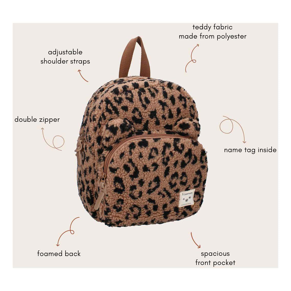 Kidzroom rugzak beary excited panterprint