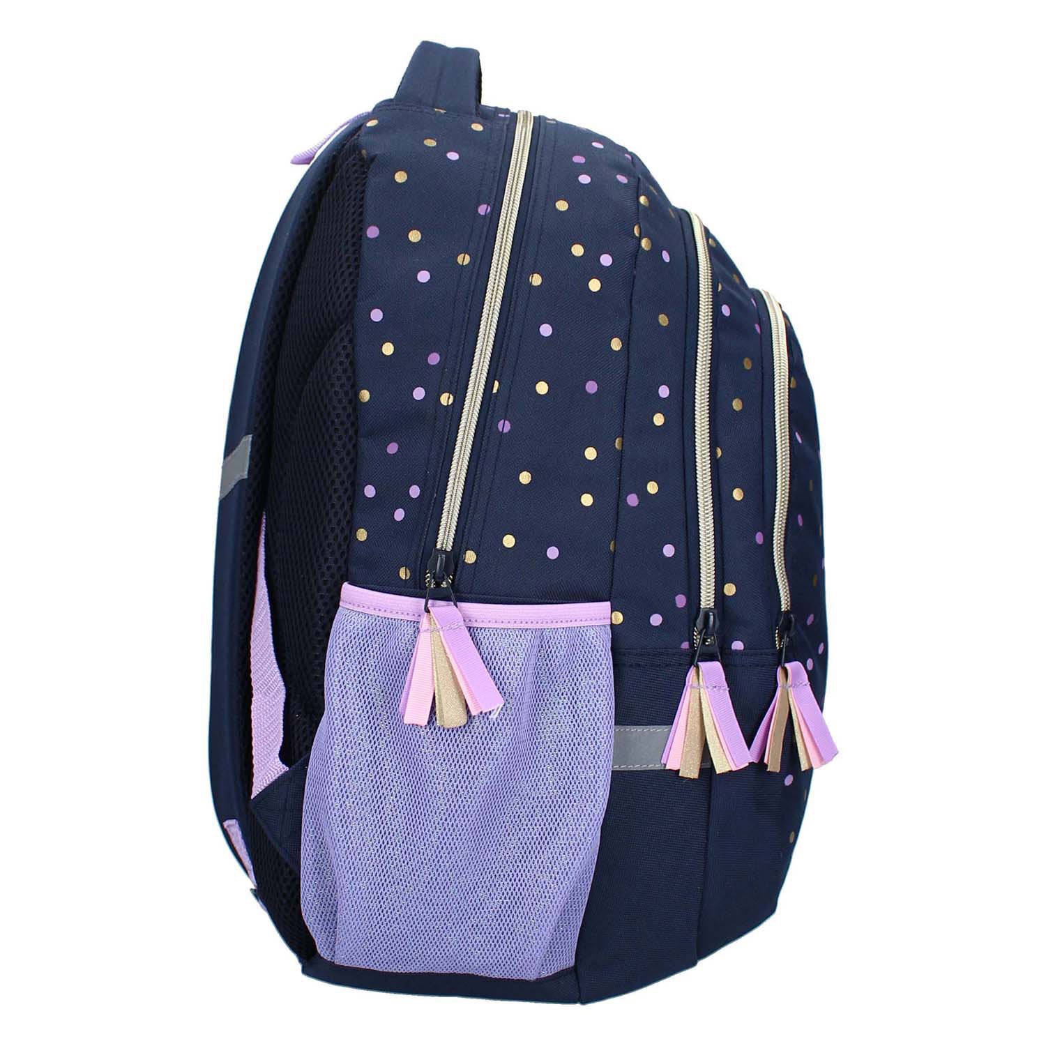 Milky kiss rugzak dotted delight paars gouden stippen, 3-vaks