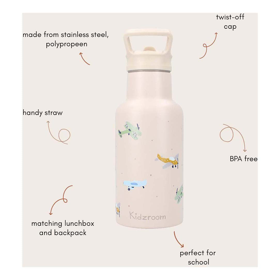 Kidzroom drinkfles sweet sips vliegtuigen, 350ml