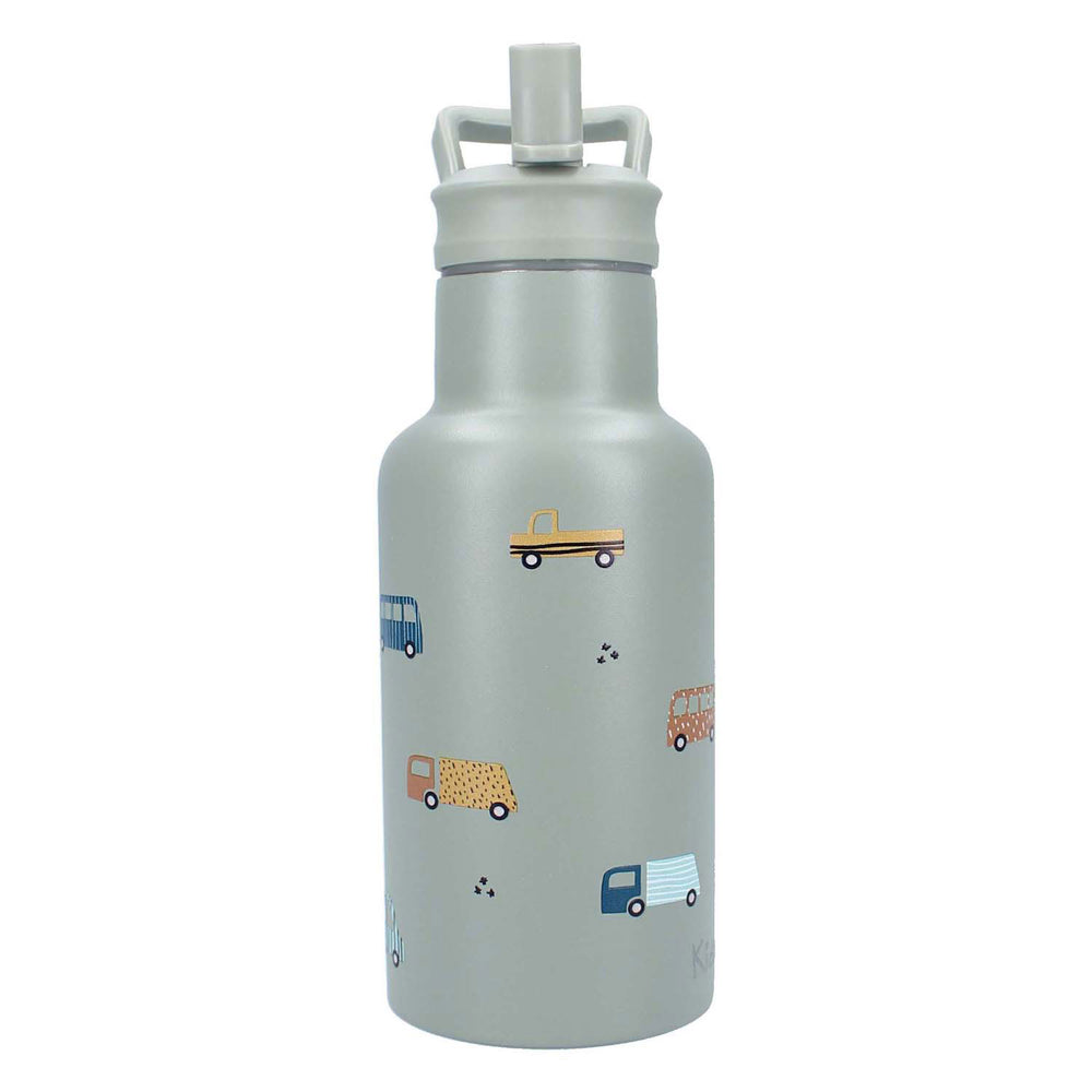 Kidzroom sweet cuddles - schoolbeker en drinkfles - 350ml - stainless steel - auto's - groen