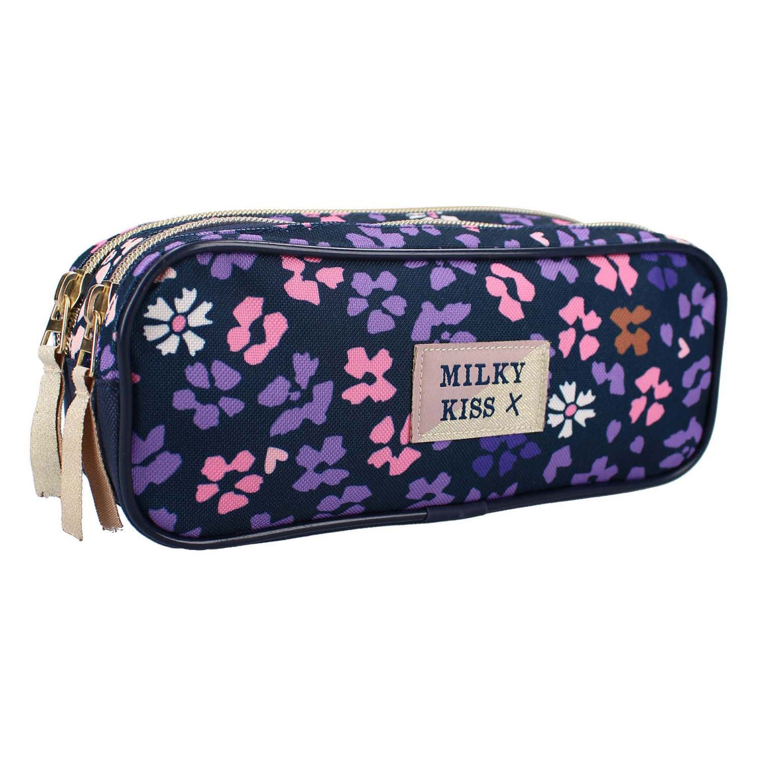 Milky kiss wildflower etui - 9 x 22 x 8 cm - paars - bloemen