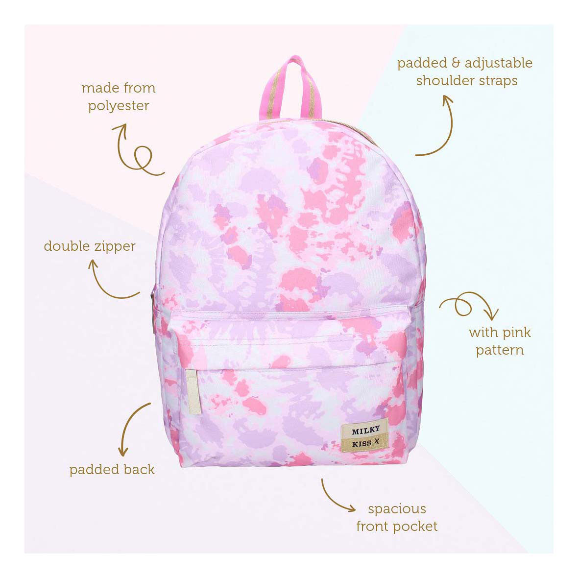 Milky kiss rugzak love and laughter - paars