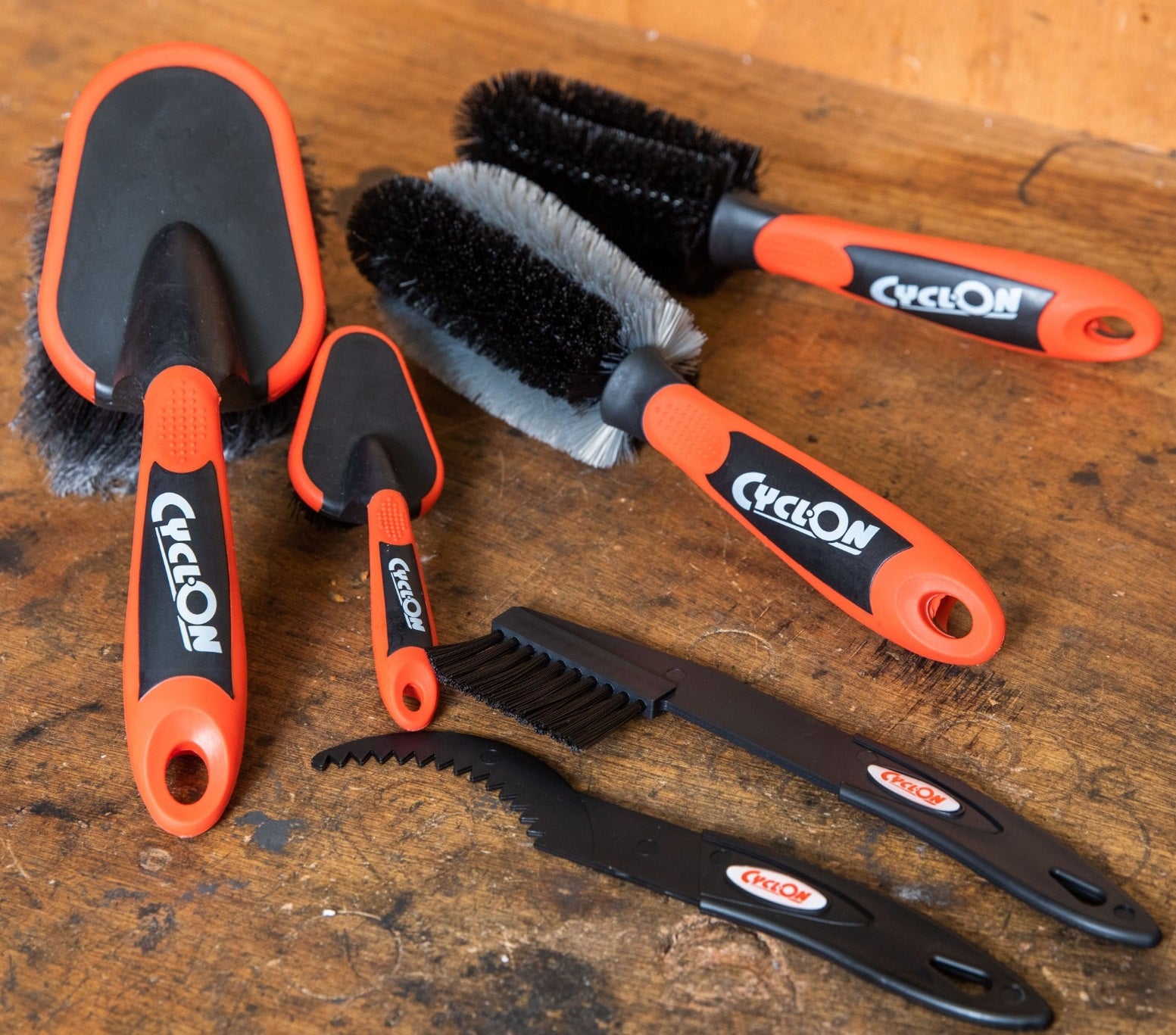 Cyclonborstelset voor fietsreiniging in zak