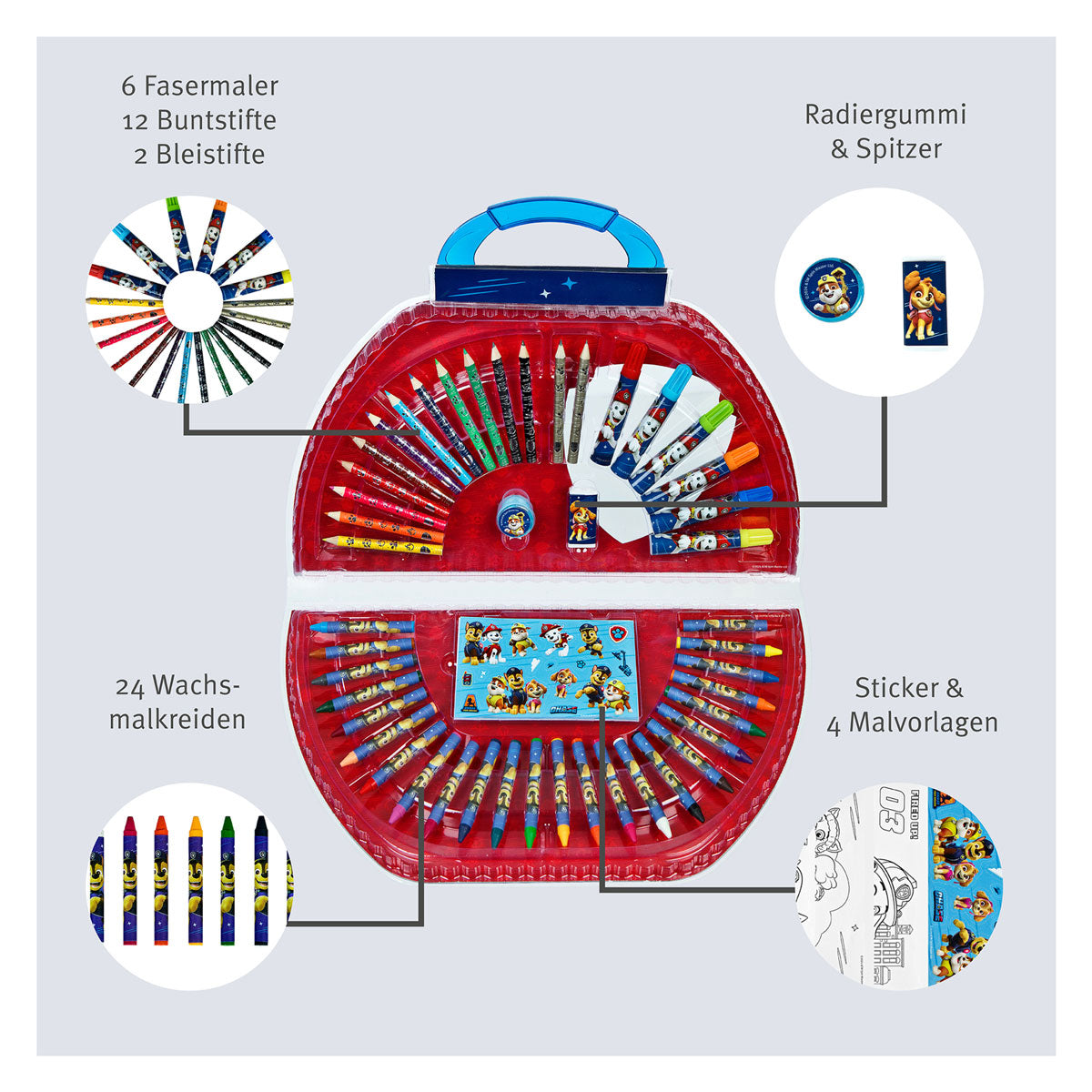 Undercover Paw Patrol kleurkoffer 51-delig