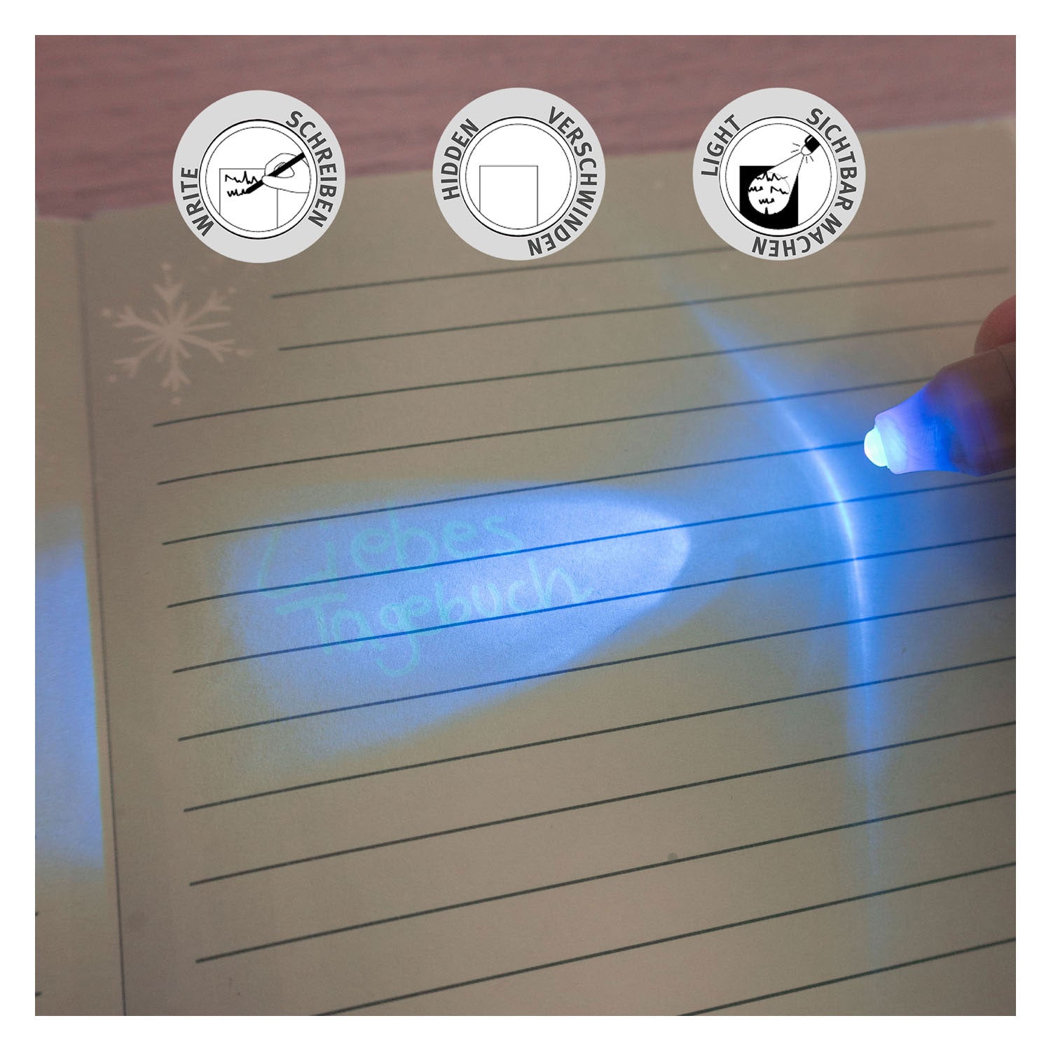 Undercover geheim dagboek bevroren met uv-pen