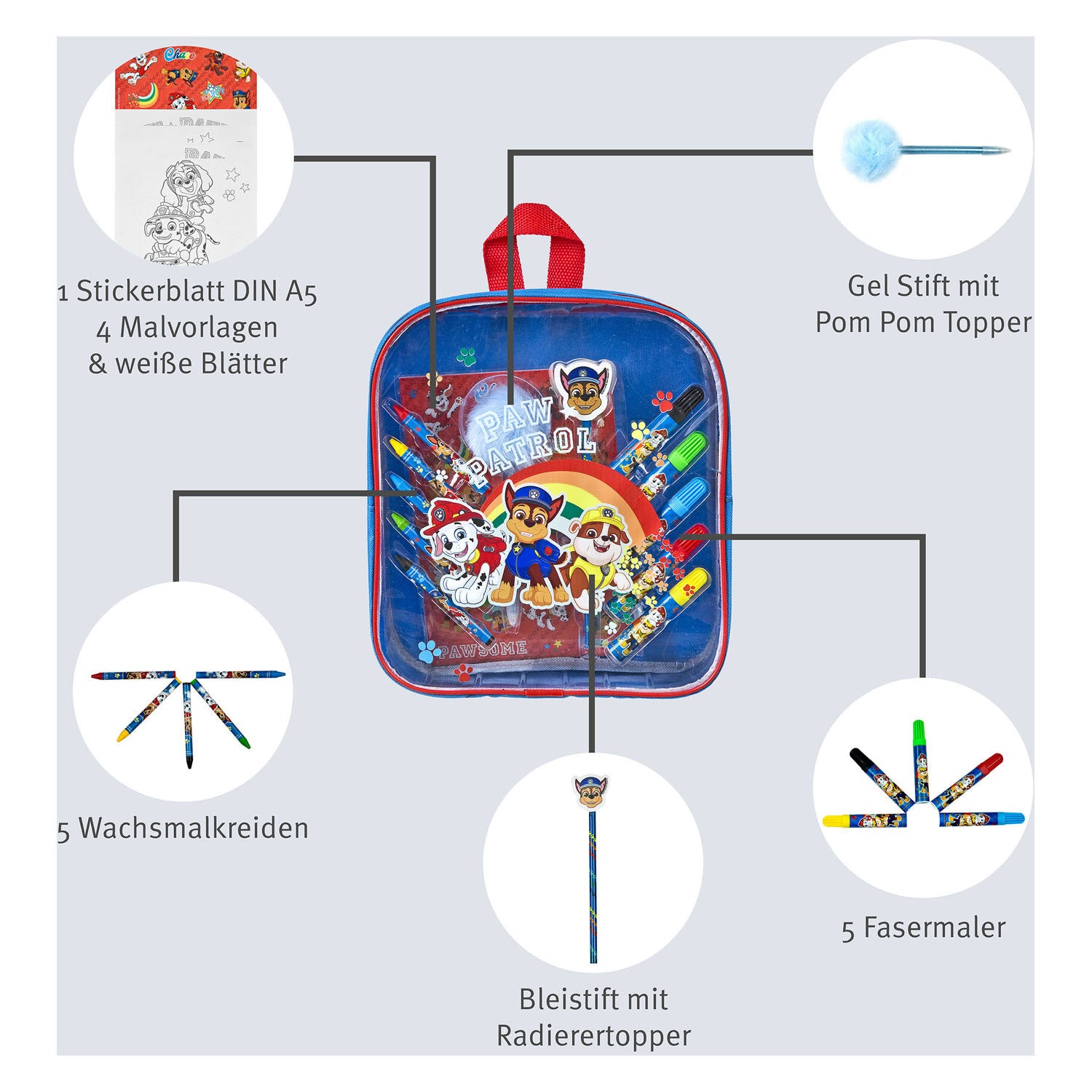 Undercover kleurenset pootpatrouille in rugzak