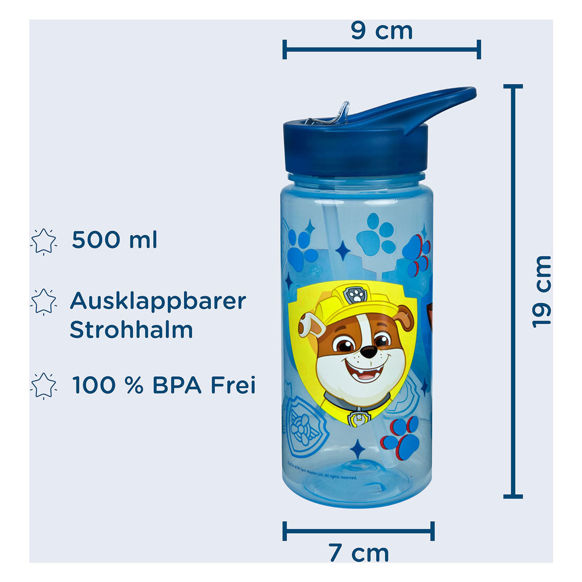 Undercover Paw Patrol drinkfles 500 ml blauw transparant