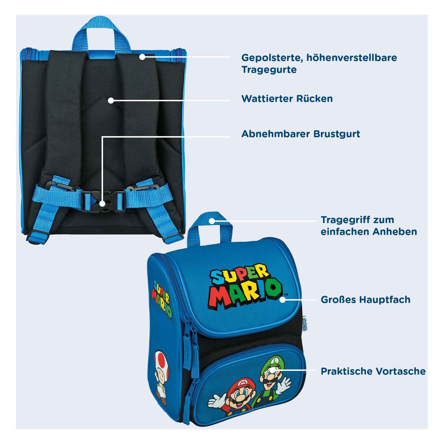 Undercover schoolrugzak super mario blauw