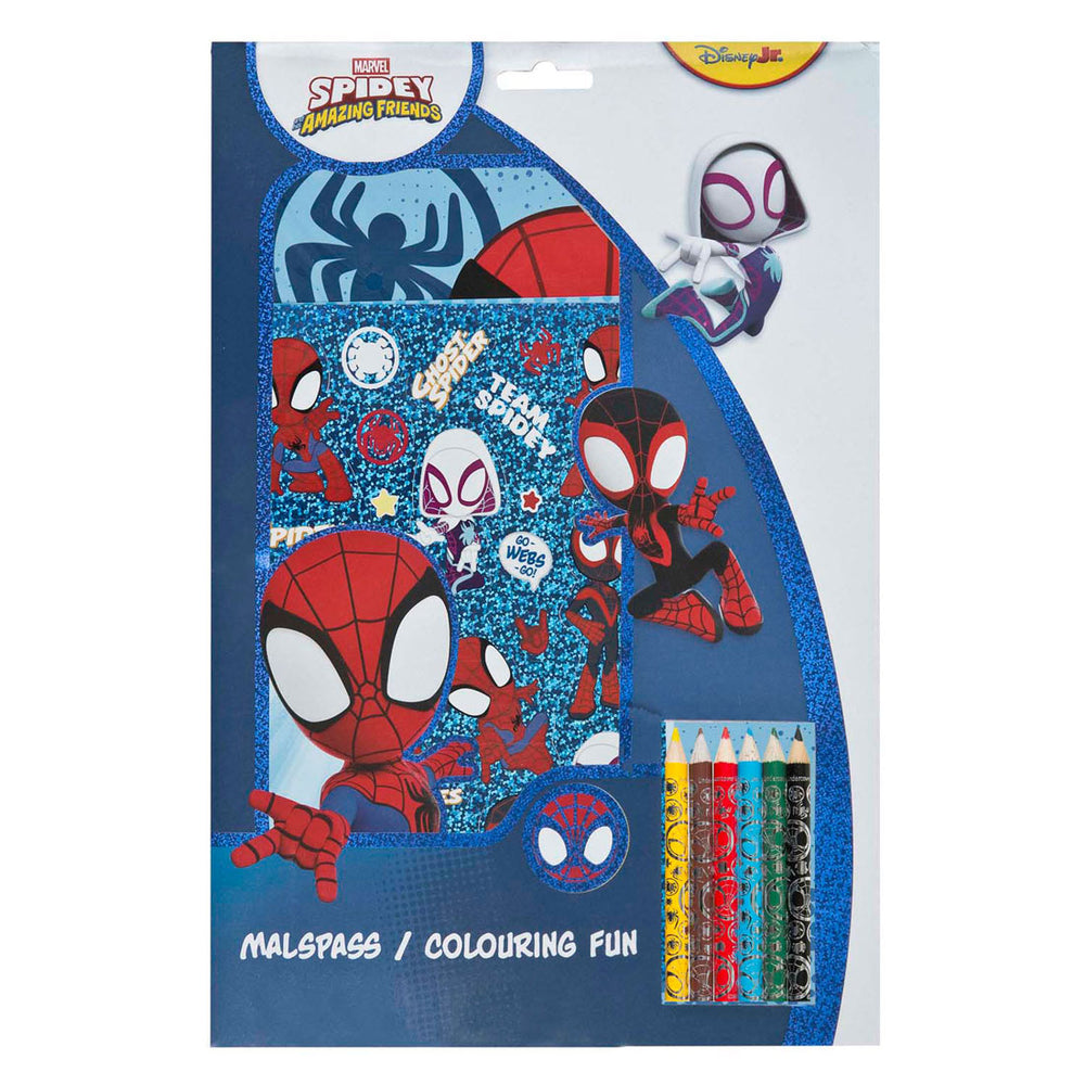 Undercover kleurblok spidey met kleurpotloden en stickers