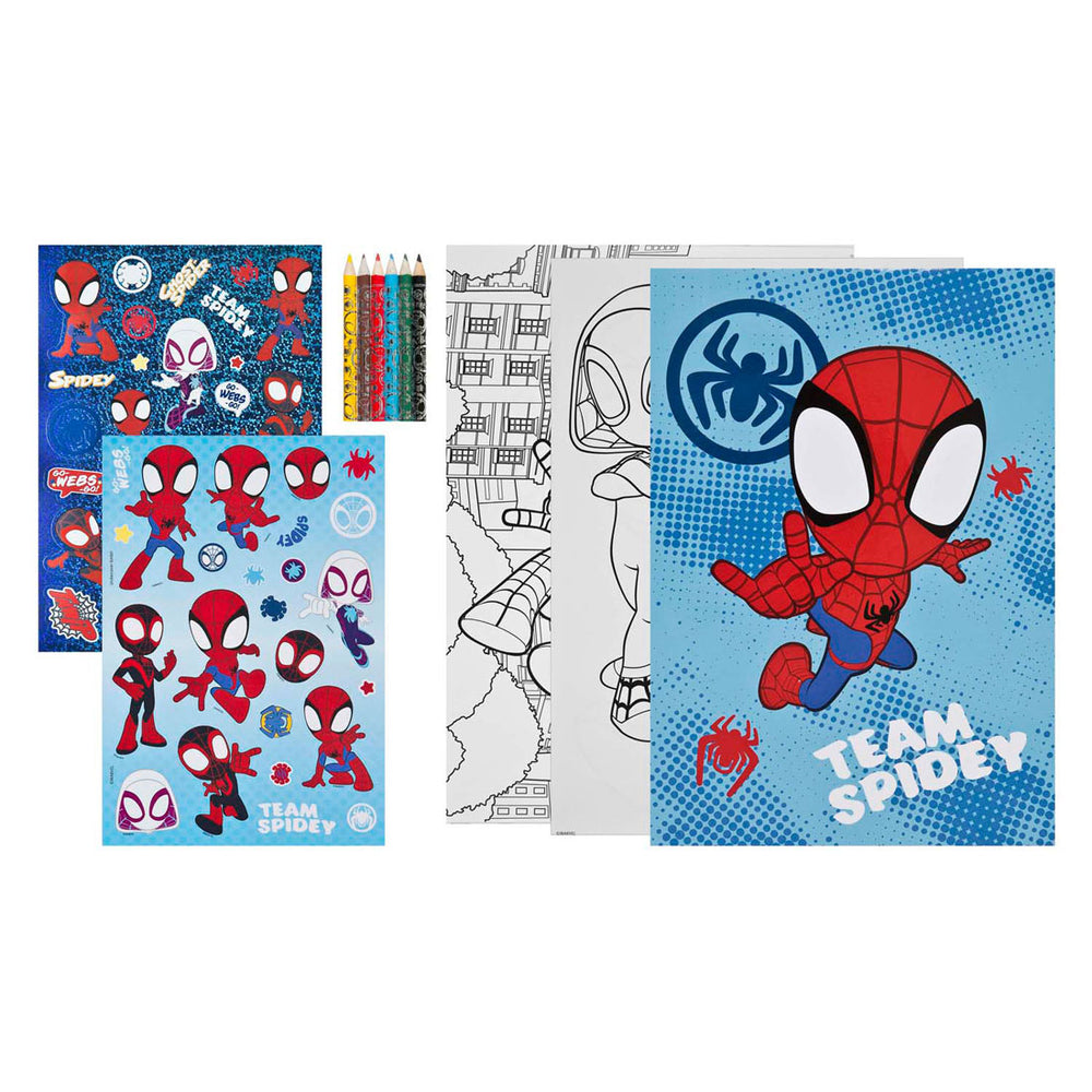 Undercover kleurblok spidey met kleurpotloden en stickers