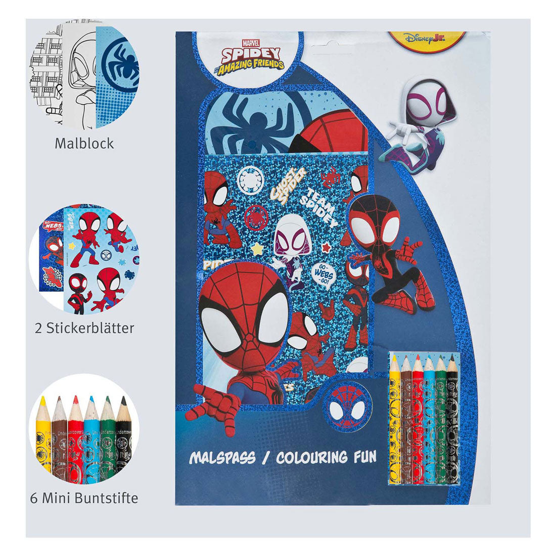 Undercover kleurblok spidey met kleurpotloden en stickers