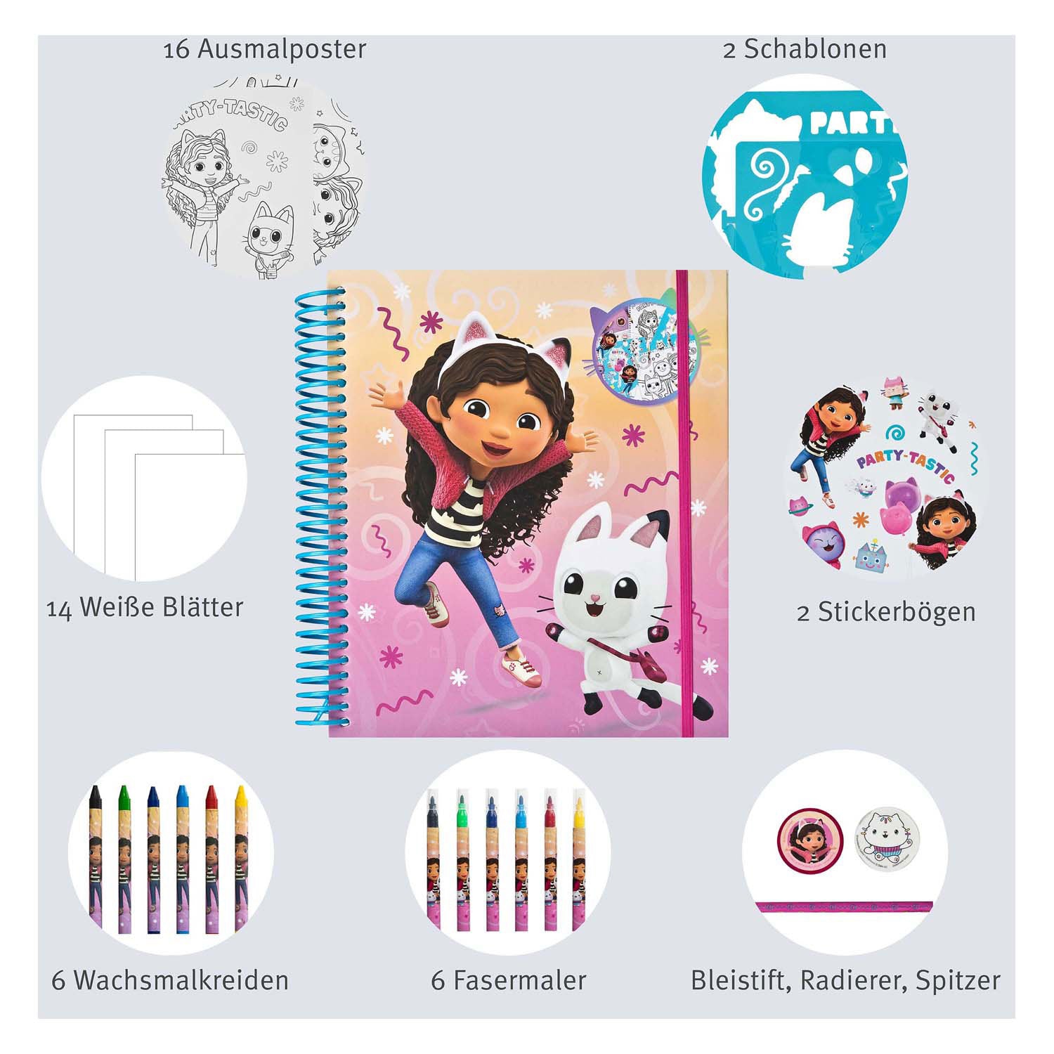 Undercover stencil en kleur set gabby's poppenhuis - 49dlg.