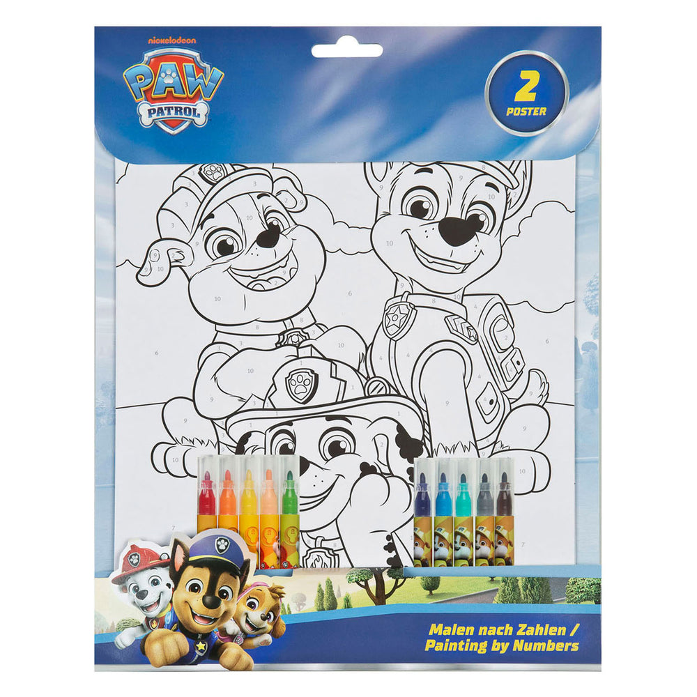 Undercover kleuren op nummer set paw patrol
