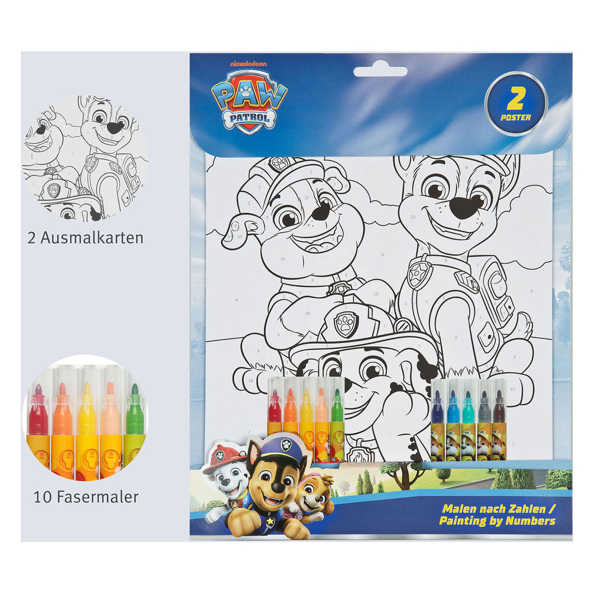 Undercover kleuren op nummer set paw patrol