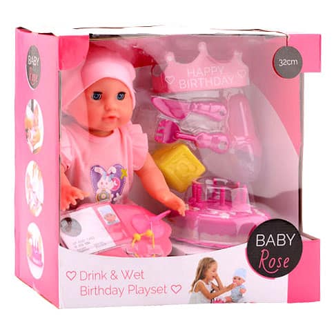 Cilgro Baby Rose drink & natte verjaardagsspeelset