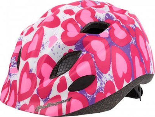Polisport kinderhelm Glitterhartjes. maat: S (52 56 cm), kleur: roze