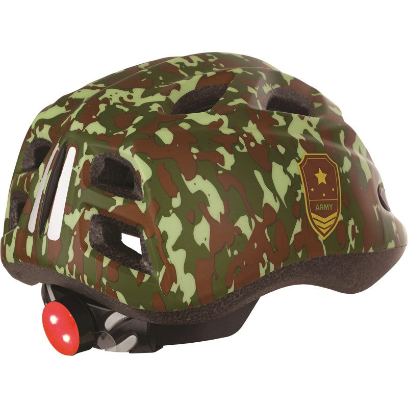 Polisport juniGouden fietshelm s 52-56cm army met led licht